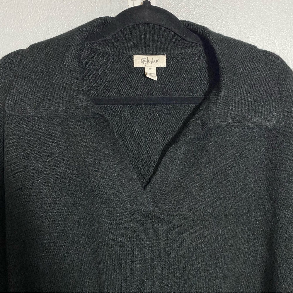 Style & Co Women’s Black Sweater Plus Size 3X 3/4 Sleeve
